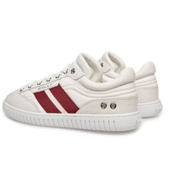 New Bally Player Striped Leather Sneakers White/ Ted Size 39/ US 9 - Picture 5 of 14